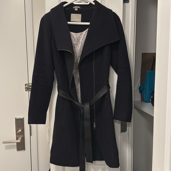 SOIA & KYO | Black Wool Belted Coat - Picture 1 of 5